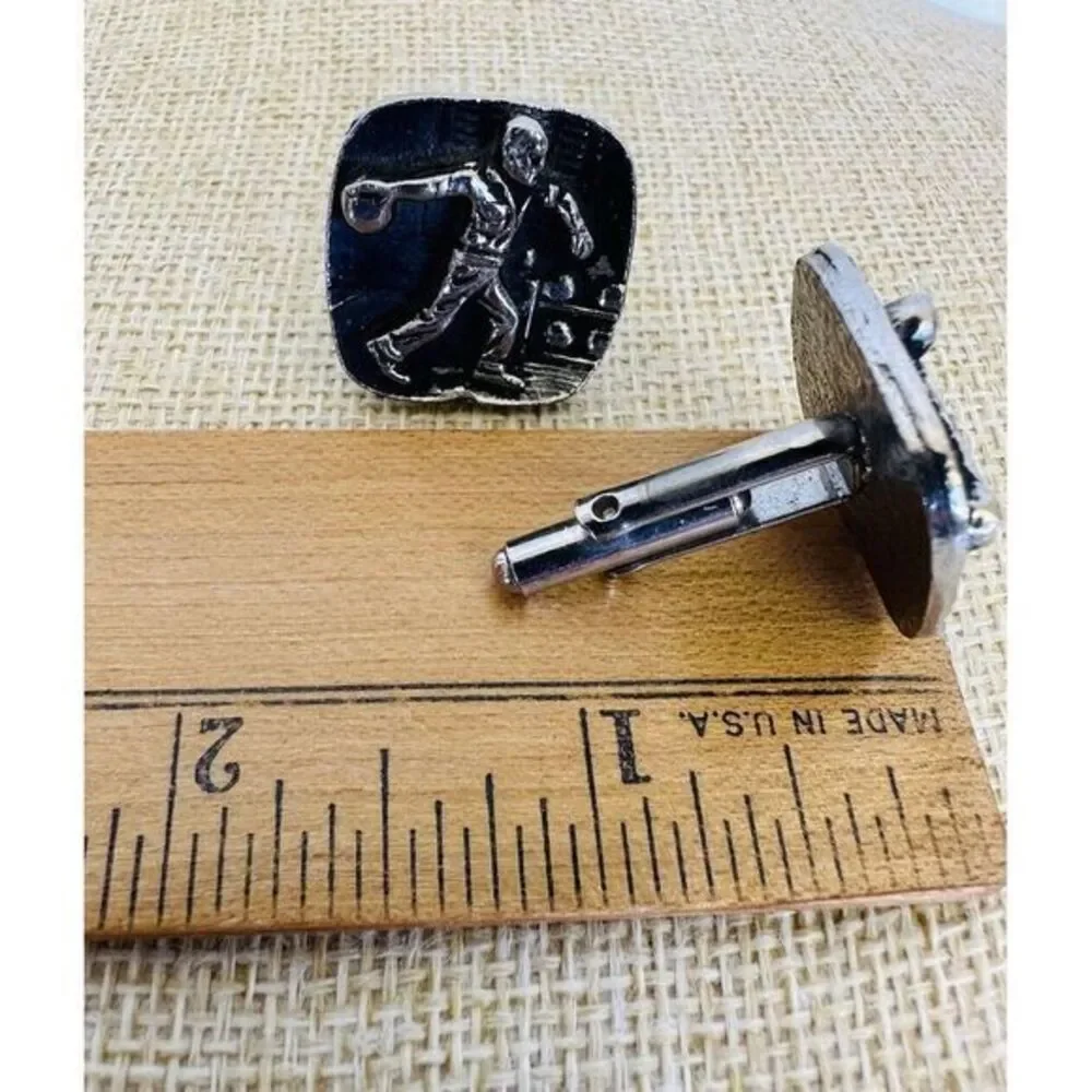 Vintage CuffLinks Featuring A‎ Bowler Bowling Sport Figure Sculpted Design Men's
